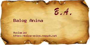 Balog Anina névjegykártya