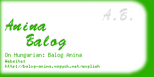 anina balog business card